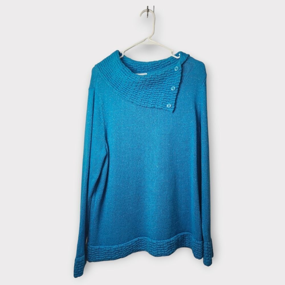 CJ Banks Sparkly Split Turtleneck Sweater 1X